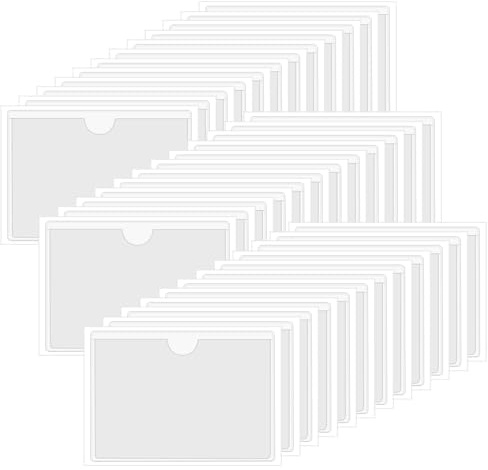OTYMIOW 102PCS Portaetiquetas Autoadhesivo Impermeable Transparente 6 x 10 cm Portaetiquetas Adhesivo Bolsillos Adhesivos Transparentes para Tarjetas Autoadhesivas Portatarjetas de Estacionamiento