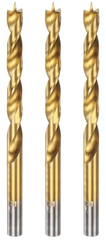 sourcing map Spiralbohrer mit geradem Rundschaft, 7 mm Durchmesser, metrischer Spiralbohrer für Tischler, Holzbearbeitung, Kunststoff, Gummi, goldfarben, 3 Stück