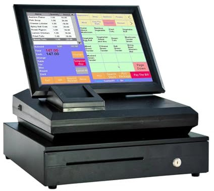 DIKAMAN Registrierkasse für Kleinunternehmen, 15-Zoll-Touchscreen-Registrierkassensystem mit integrierter Druckkassette, elektronische Registrierkasse für Einzelhandel, Restaurant, Supermarkt