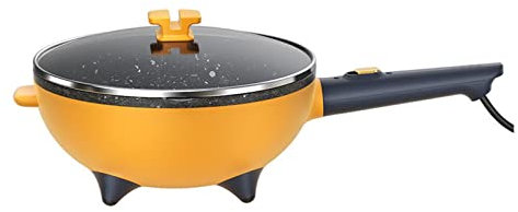 AYCDL Pentola per zuppa Padella elettrica Multifunzione Padella Antiaderente di Grande capacità Padella per Wok Vapore per Cibo Zuppa Stufato Pentola per Cucinare,Yellow