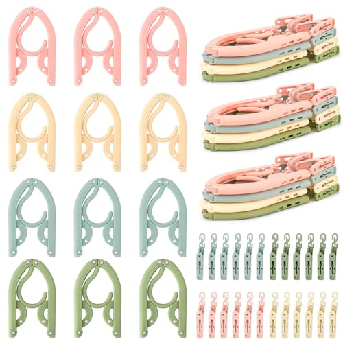 Kleiderbügel Kunststoff,Kleiderbügel,Hangers Clothes,Hemdenbügel,Reisekleiderbügel,Kleiderbügel Für Pullover,Kleiderbügel Klappbar,Kleiderbügel Bunt,12 Stück Faltbare Kleiderbügel,Hanger Mit Clips
