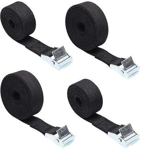 4 Pcs Tie Down Straps, Roof Rack Straps, Adjustable Heavy Duty Tensioning Belts with Buckles, 250kg Loading Capacity Lashing Straps for Motorcycles Trucks Luggage Cargo Trailer(1m&2m)