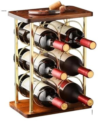 Weinregal aus Holz, Küchenaufbewahrung für Weinflaschen und Gläser, Bar-Weinschrank, Präsentationsständer und Organizer-Regal