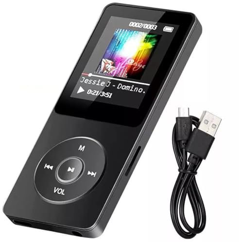 FiTspi Reproductores MP3/MP4, Reproductor de música Digital portátil sin pérdidas con Bluetooth, micrófono Integrado, Altavoz HD, Radio FM, grabadora de Voz para Deporte