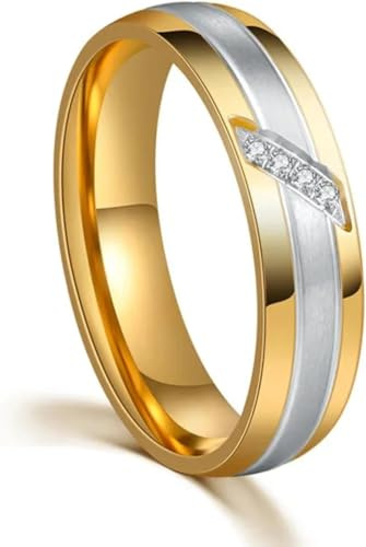 Generic Ringe Ring Schmuck Frauen Männer Gold Silber Farbe Ring Kubik Zirkonia Ehepaar Ehering Mode Engagement Schmuck Qualität für Männer, Goldwithstone, Größe 9