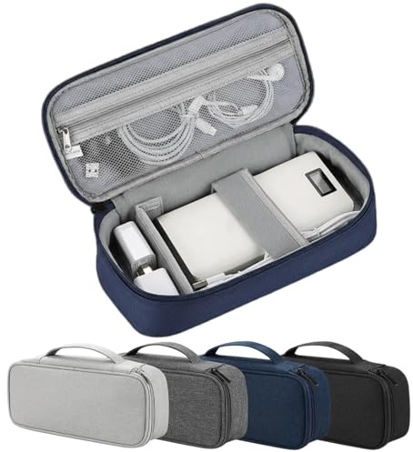 Arae Organizador Cables Viaje para Gadgets Tecnológicos - Estuche para Cables y Cargadores, Caja Organizadora Accesorios Viaje, Tech Pouch Essential de Viaje, Compacto y Resistente, Azul Oscuro