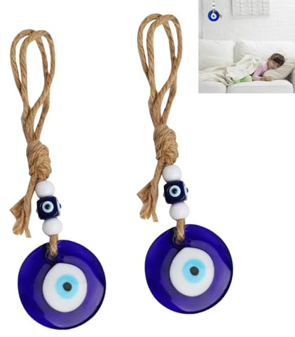 Ojo Turco Azul,2 Piezas Amuleto Buene Suerte,Adorno de Pared,Turco Azul Evil Eye,Colgante de Amuleto Proteccion,Regalo de casa Nueva,Regalo de Bendición,para Coche Hogar y Oficina