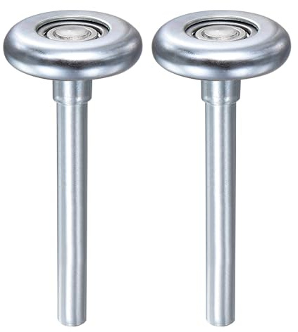 sourcing map 2pcs 1.8 Zinc-Plated Steel Garage Door Rollers for 2 Garage Track, 3.31 Long Stem Quiet Garage Door Wheels, 10 Ball Bearings, Silver