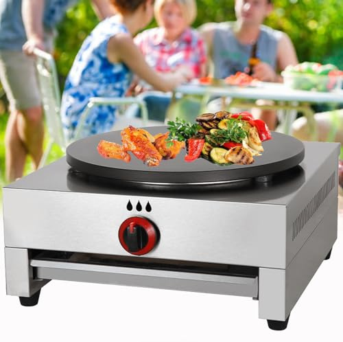 KJZQXYX Crepera Comercial,Máquina de Crepes de Gas Antiadherente de 15,7 Pulgadas,Plancha para panqueques,Máquina de Plancha de encimera,para Cocina