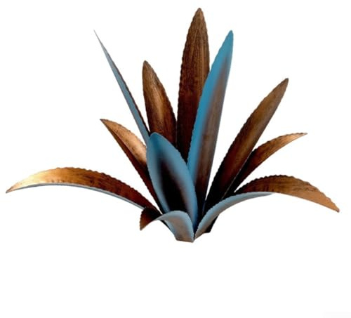 Robusta decorazione in agave per esterni, bella arte da giardino in metallo, per prati e patii (blu con asta ad H)