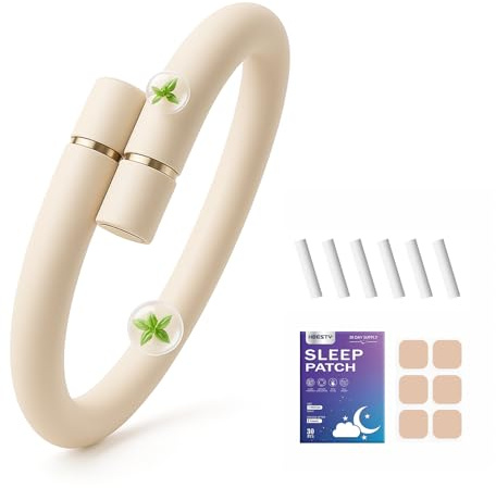 Natural Mosquito Repellent Bracelet with 6 Essential Oil Refills & Sleep Patches – DEET-Free, Long-Lasting Protection up to 180 Days, Waterproof Adjustable Band for Kids & Adults