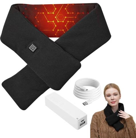 SKIKHN Beheizter Schal, 2000mah Heizschal USB, Winter Damen Beheizter Schal, Elektrischer Halswickel mit 3 Einstellbare WäRmestufen, für Jagd Angeln Camping Wandern Reiten Skifahren (Schwarz)
