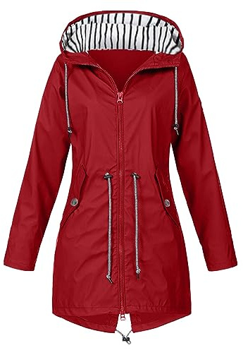 Giacca Impermeabile Donna, Giacca Antipioggia Donna Softshell Parka Pioggia Giacca con Cappuccio Antivento Jack Leggero Raincoat Giacca di Mezza Stagione Donne Giacca Pioggia per Le Mezze Stagioni