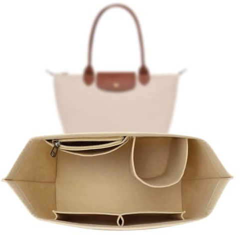 COONE Organizer Für Longchamp M Tasche, Handtaschen Organizer, Filz Taschenorganizer Mit Mehreren Taschen, Große Kapazität Handtasche Einsatz, Pillingbeständig, Formbeständig, Verschleißfest