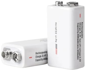 Batterie Rechargeable 9 V 6F22 680 MAh Li-Po Lithium, Compatible Avec Soshine, For Détecteur De Fumée, Multimètre, Masseur(2pcs)