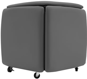 Lightakai Taburete de sofá 5 en 1, taburete apilable, multifuncional con 4 ruedas universales, adecuado para salón, dormitorio, estudio, oficina (gris)
