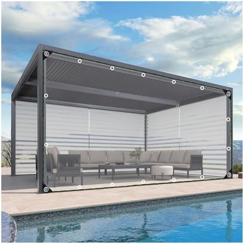 Pannelli Laterali in Telone Trasparente Con Porta a Cerniera, Tende in Tela Cerata Pvc Chiare Esterni, Telone Impermeabile Robusto Per Gazebo Garage Serre (0,3mm, 420g/m²),clear-1.5x2.2m/4.9 * 7.2ft