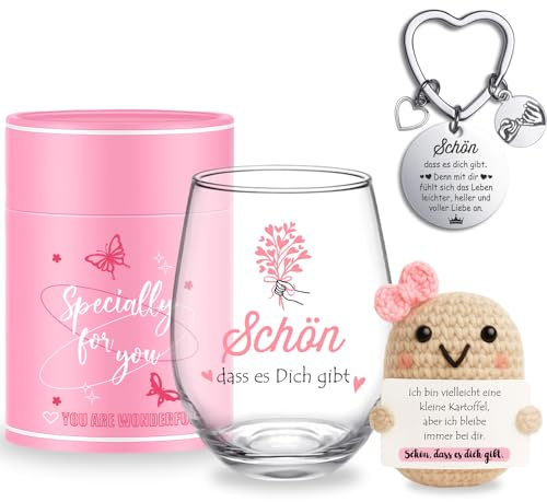 Tixlux Geschenk für Freundin Frauen Weingläser Geburtstagsgeschenk für Frauen Freundschaftsgeschenk Dankeschöngeschenk Personalisiertegeschenk für Beste Freundin 450ml (Schön)