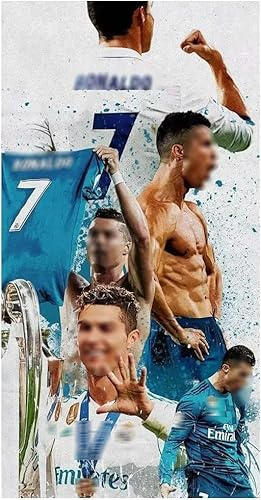 PyrrlicToy Kinder Strandtuch, Strandtuch Football Star-Muster,Stranddecke Saugfähig Leicht Badehandtuch Reisetuch Tragbares Badetuch Groß für Reise, Strand, Sauna（140cm x 70cm）
