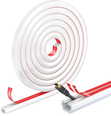 Wapasezyar Mini Kabelkanal Selbstklebend Weiß, 10 Meter Flexibler Kabelschacht Weiss, Kabelkanal Wand, Kabel Verstecken Kanal Halbrund Klein Kabelabdeckung, Kabelkanäle TV, Kabelleiste Kabeltunnel