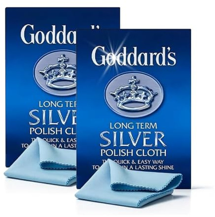 Silver Polishing Cloth Pack of 2 – Anti Tarnish Jewellery Cleaning Cloth for Sterling Silver, Rings, Necklaces & Silverware – Reusable Microfibre Polishing & Cleaning Cloth for Long Lasting Shine | Anti Tarnish Jewellery Cleaning Cloth, Sterling Silver, Rings, Necklaces & Silverware, Long Lasting Shine