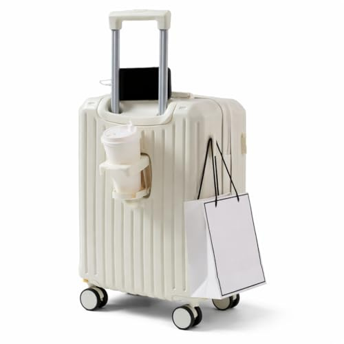 WYDEAZ Maleta Cabina 55x38x23 cm Equipaje de Mano Rígido con Portavasos y Soporte para Móvil, Trolley de Viaje con 4 Ruedas Desmontables, Gancho para Bolsas y Doble Cerradura