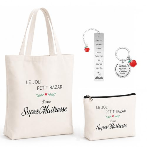 Cofanetto regalo per padrona di scuola, fine anno, borsa grazie per padrona di casa, marca pagina, padrona di scuola e porta chiave maestra, idea regalo insegnante per fine anno scolastico, Natale