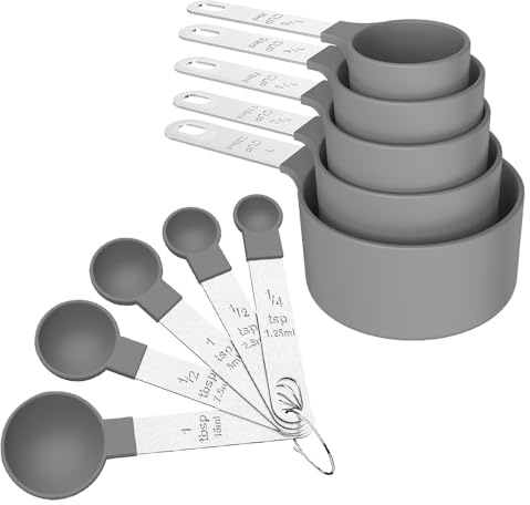 Measuring Cups and Spoons Set of 10 Pcs, Stackable Cup Measurements for Precise Cooking and Baking