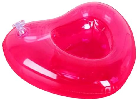 Dewireaey Floating Cup Holder for Pool - Heart Shape PVC Coaster,Inflatable Pool Drink Floats - for Backyard Side Hot Tub Lake River Beach Parties Resort-Style Lounging Summer Water Activities