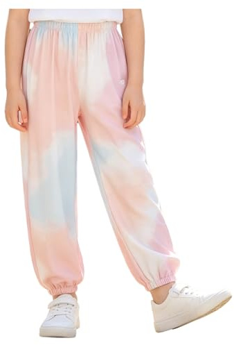 winying Flickor, elastiska midjebyxor, träningsbyxor, fitness, UV-skydd, skyddsbyxor, andas, långa byxor, skolsportkläder, sport, Vit rosa, 170