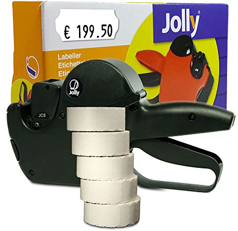 Preisauszeichner Set Jolly C8 inkl. 5 Rollen 26x12 Preisetiketten - weiss Tiefkühl | MHD Datumsauszeichner | HUTNER
