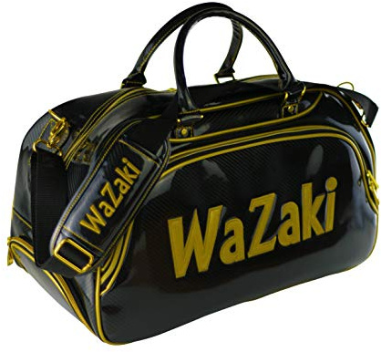 wazaki Japan svart guld turf linje vattentät klassisk duffel golfväska med fickor (50 x 25 x 30 cm 3)