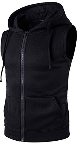 YCUEUST Homme sans Manche Sport Fitness Gilet Blouse Top with Pocket Noir L