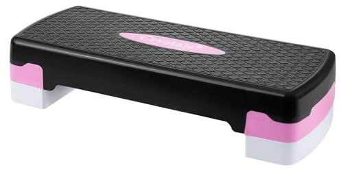 2 Level Adjustable Aerobic Fitness Yoga Step With Mat & Gym Exercise Guide Chart by Crystals® (Purple Yoga Step with Mat)