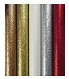CLAIREFONTAINE Rouleau de papier cadeau métallisé uni pailleté 70g. 1,5 m x 0,7 mm. 5 coloris assortis