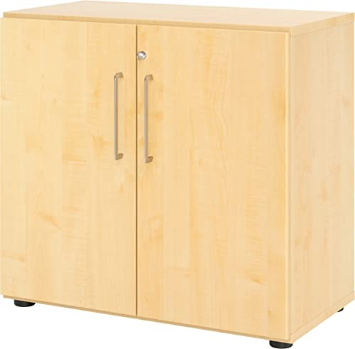 bümö Aktenschrank abschließbar, Büroschrank Holz 80cm breit in Ahorn - abschließbarer Schrank mit Aktenregal für's Büro & Arbeitszimmer, Büro Möbel Ordnerschrank mit Schloss