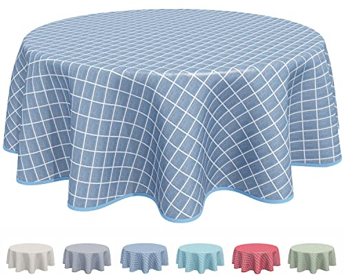 Home Direct Wachstuch Tischdecke Abwaschbar Rund 160cm Blau Grau