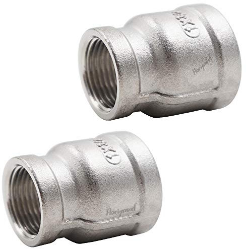 Horiznext 1-3/4 Female Reducer Fitting，stainless steel double connector used in water pipe system of garden,drain,home,plumbing,machining (2 pcs)