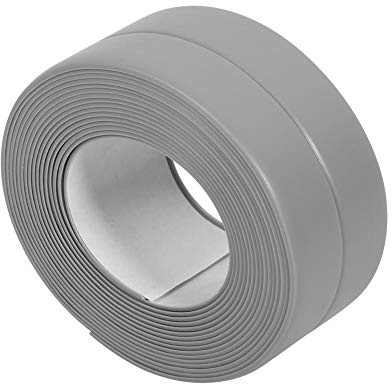 Abdichtungsband, wasserdicht, selbstklebend, aus PVC, 3,2 m, für Küchenspüle, Toilette, Badezimmer, Dusche, Badewanne, Boden, Wand, Rand (38 mm x 3,2 m, grau)