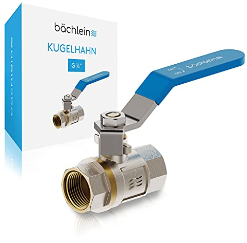 Bächlein Universal Kugelhahn – Kugelventil aus Messing mit Hebel-Griff und beidseitigem 1/2 Zoll Innengewinde – Absperrventil mit vollem Durchgang