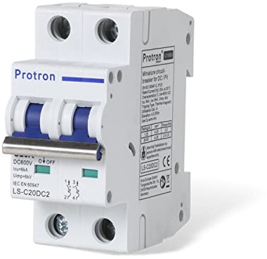 Protron DC Leitungsschutzschalter, LS-Schalter, MCB, Sicherungsautomaten für PV Photovoltaikanlagen (LS-C32DC2 32A 2-polig)