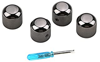 Alnicov 4PCS Gitarre Dome Knobs Lautstärkeregler, mit Schraubenschlüssel Schrauben Set für E-Gitarre oder Bass, schwarz