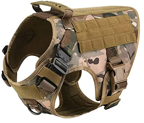 XTrador Special Force K9 taktisches Brustgeschirr Hundegeschirr für mittelgroße und große Hunde mit Griff No Pull Sicherheitsgeschirr verstellbar gepolstert Zuggeschirr (Camo, L)