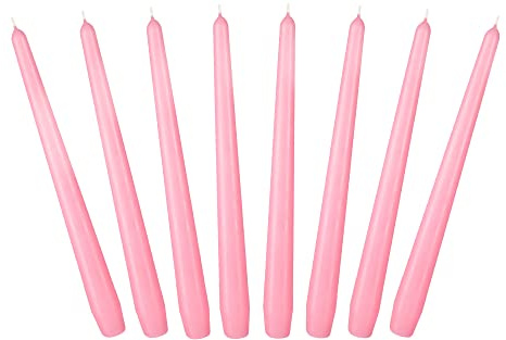 BRUBAKER 24 cm Spitzkerzen für Kerzenständer und Kerzenhalter - 8 Stück | Lange, tropffreie Deko Kerzen mit langer Brenndauer - Leuchterkerzen Set Rosa