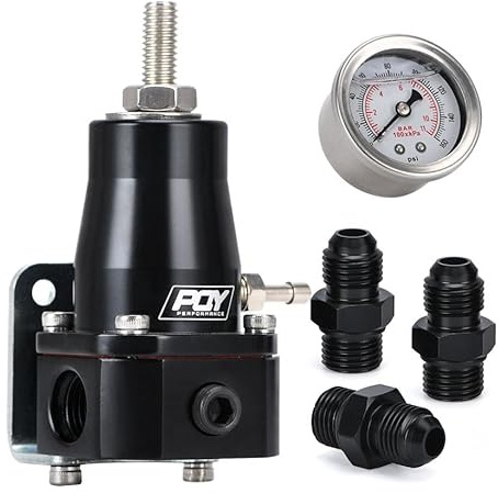 Motorsport Fuel Pressure Regulator Gauge AN Fittings 30-70 PSI Injection