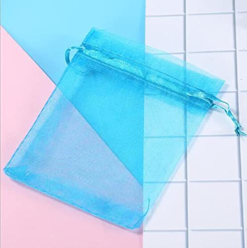 ORGEFY Organza-Beutel mit Kordelzug, 10 x 15 cm, 10 x 15 cm, Blau, 5 x 7 cm, 10 x 10 cm, 100 Stück/Los