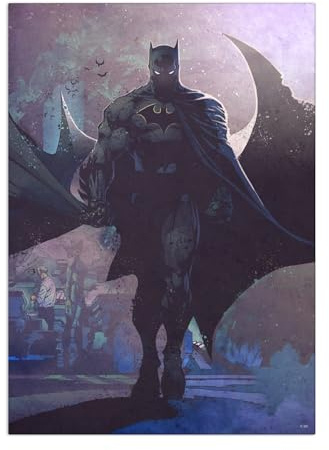 Displate Offiziell DC Comics MetallPoster Magnetische Befestigung Inklusive Lizenziert Bilder Hochwertiges Poster Classic Heroes Posters - Batman 45 cm x 32 cm