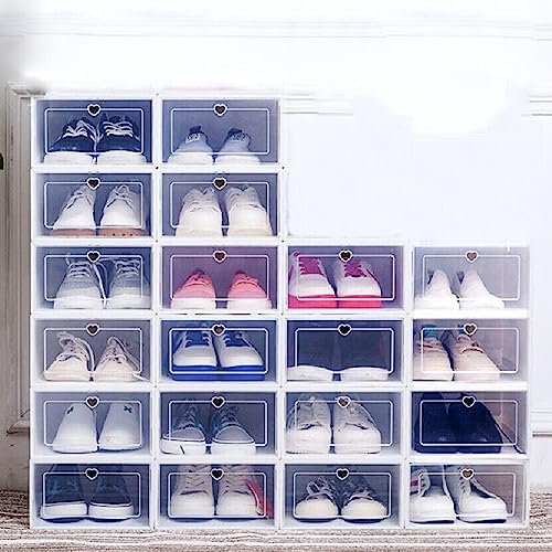 awolsrgiop 20X Transparent Schuhbox, Schuhboxen Stapelbar, Plastik Schuhkarton Schuhaufbewahrung, Schublade Stapelbar Schuh Boxen Raumsparend Schuhregale für Männer und Frauen