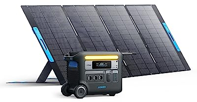 Anker SOLIX F2000 Solargenerator, 767 GaNPrime PowerHouse 2048Wh mit 1x 400W Solarpanel, tragbare Powerstation mit 2300W AC Ausgang und LifePO4 Akku für Zuhause, Camping, Wohnmobil
