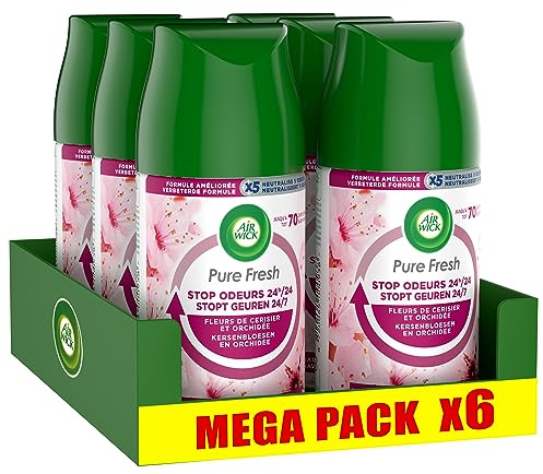 Air Wick Freshmatic Pure Fresh - Recambio para flores de cerezo y orquídea, 6 unidades (6 x 250 ml)